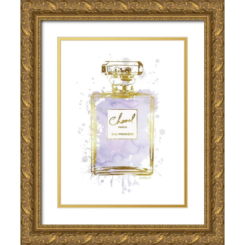Perfume Bottle Dusty Purple Gold Ornate Wood Framed Art Print with Double Matting by Greenwood, Amanda