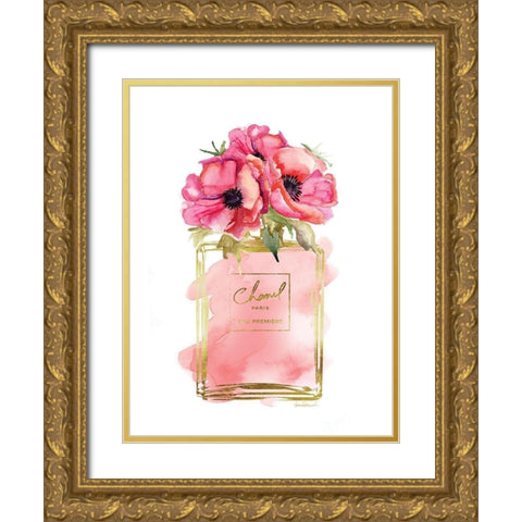 Perfume Bottle Bouquet IV Gold Ornate Wood Framed Art Print with Double Matting by Greenwood, Amanda