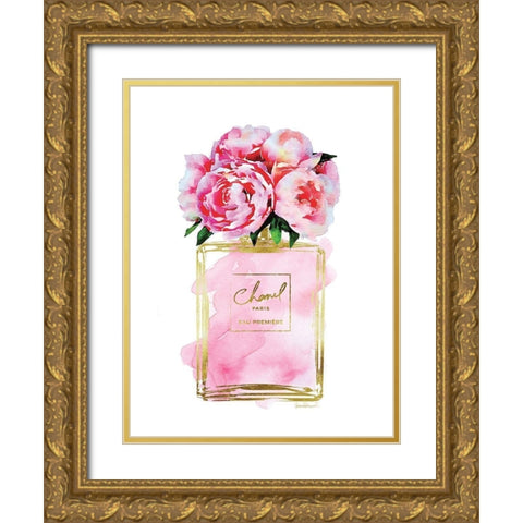Perfume Bottle Bouquet V Gold Ornate Wood Framed Art Print with Double Matting by Greenwood, Amanda
