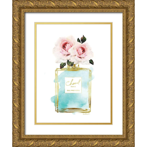 Perfume Bottle Bouquet VI Gold Ornate Wood Framed Art Print with Double Matting by Greenwood, Amanda