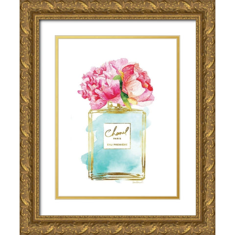 Perfume Bottle Bouquet VII Gold Ornate Wood Framed Art Print with Double Matting by Greenwood, Amanda