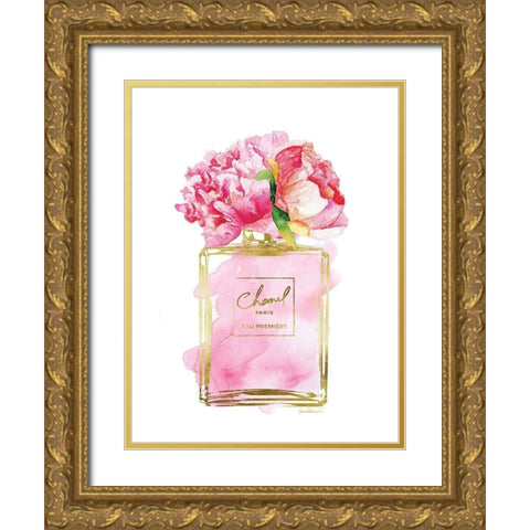 Perfume Bottle Bouquet VIII Gold Ornate Wood Framed Art Print with Double Matting by Greenwood, Amanda