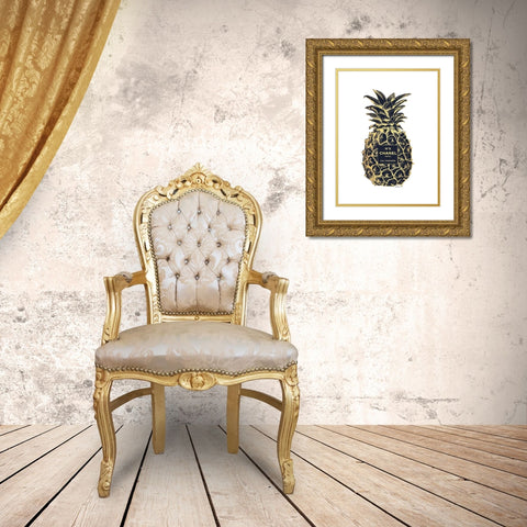 Black Gold Pineapple Gold Ornate Wood Framed Art Print with Double Matting by Greenwood, Amanda
