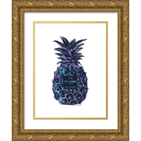 Black Purple Pineapple Gold Ornate Wood Framed Art Print with Double Matting by Greenwood, Amanda