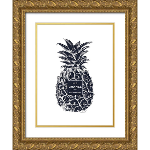 Black Silver Pineapple Gold Ornate Wood Framed Art Print with Double Matting by Greenwood, Amanda