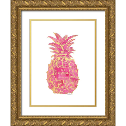 Pink Gold Pineapple Gold Ornate Wood Framed Art Print with Double Matting by Greenwood, Amanda