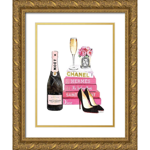 Pink Champagne Gold Ornate Wood Framed Art Print with Double Matting by Greenwood, Amanda