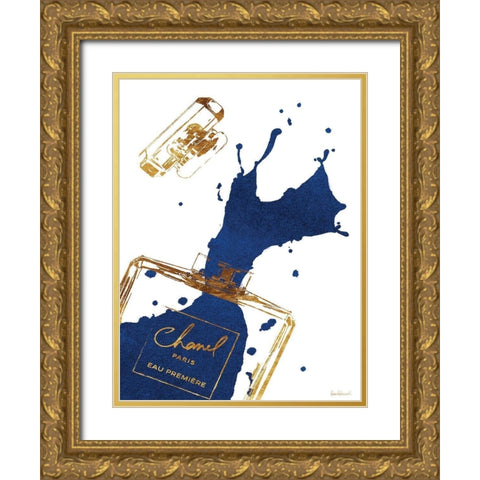 Navy Splash Gold Ornate Wood Framed Art Print with Double Matting by Greenwood, Amanda