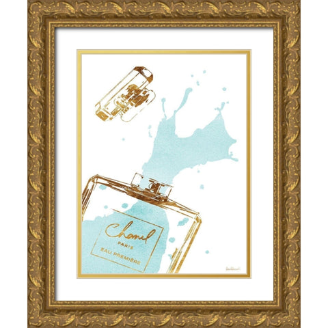 Teal Splash Gold Ornate Wood Framed Art Print with Double Matting by Greenwood, Amanda