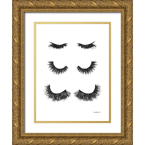Makeup Lashes Gold Ornate Wood Framed Art Print with Double Matting by Greenwood, Amanda
