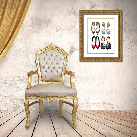 Shoe Collection Gold Ornate Wood Framed Art Print with Double Matting by Greenwood, Amanda