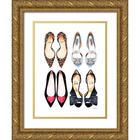 Shoe Collection Gold Ornate Wood Framed Art Print with Double Matting by Greenwood, Amanda