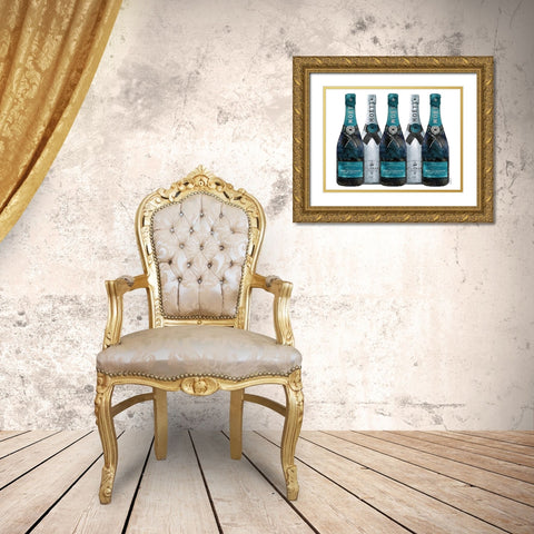 Champange 5 Teal and Silver Gold Ornate Wood Framed Art Print with Double Matting by Greenwood, Amanda