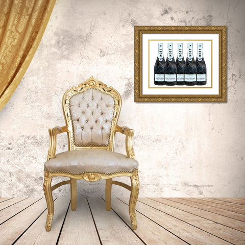 Champange 5 Blue Gold Ornate Wood Framed Art Print with Double Matting by Greenwood, Amanda