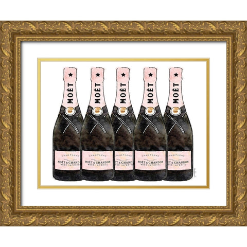 Champange 5 Pink Gold Ornate Wood Framed Art Print with Double Matting by Greenwood, Amanda