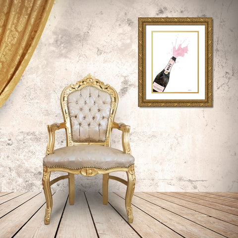 Champange Splash Pink Gold Ornate Wood Framed Art Print with Double Matting by Greenwood, Amanda