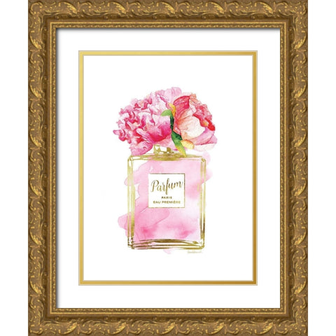 Parfume Pink with Peony Gold Ornate Wood Framed Art Print with Double Matting by Greenwood, Amanda