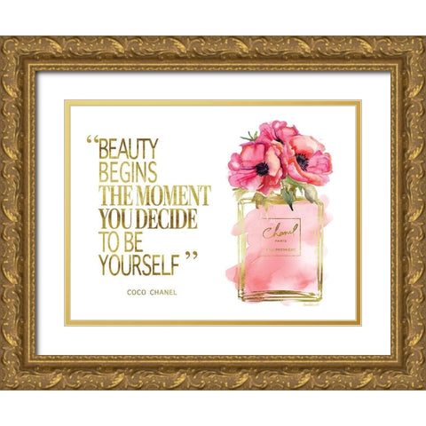 Beauty Begins Poppy Gold Ornate Wood Framed Art Print with Double Matting by Greenwood, Amanda