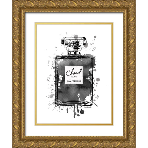 Black Inky Perfume in Black Gold Ornate Wood Framed Art Print with Double Matting by Greenwood, Amanda