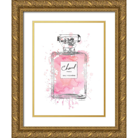 Silver Inky Perfume in Pink Gold Ornate Wood Framed Art Print with Double Matting by Greenwood, Amanda