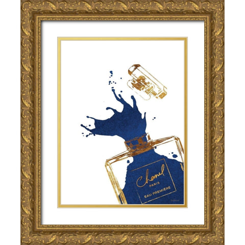 Navy Splash III Gold Ornate Wood Framed Art Print with Double Matting by Greenwood, Amanda