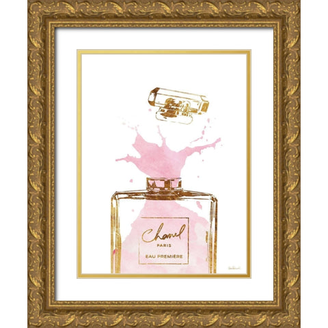 Pink Splash II Gold Ornate Wood Framed Art Print with Double Matting by Greenwood, Amanda