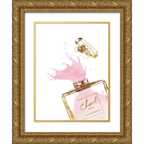 Pink Splash III Gold Ornate Wood Framed Art Print with Double Matting by Greenwood, Amanda