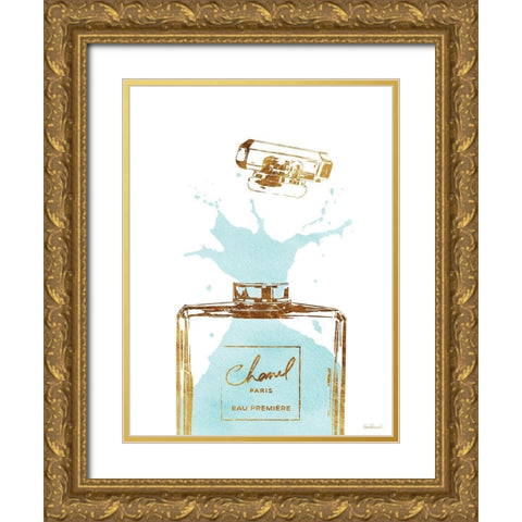 Teal Splash II Gold Ornate Wood Framed Art Print with Double Matting by Greenwood, Amanda