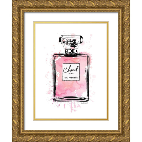 Black Inky Perfume in Taffy Gold Ornate Wood Framed Art Print with Double Matting by Greenwood, Amanda