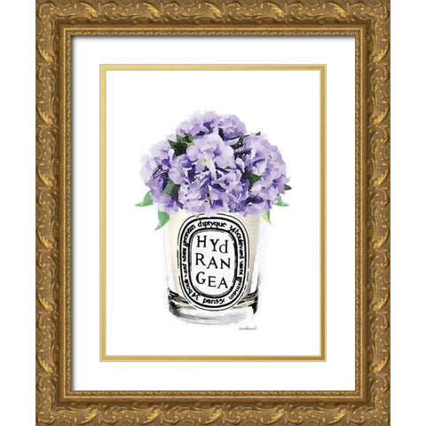 Purple Hydrangea Candle Gold Ornate Wood Framed Art Print with Double Matting by Greenwood, Amanda
