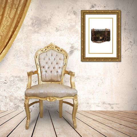 Quilted Bag Black Gold Ornate Wood Framed Art Print with Double Matting by Greenwood, Amanda