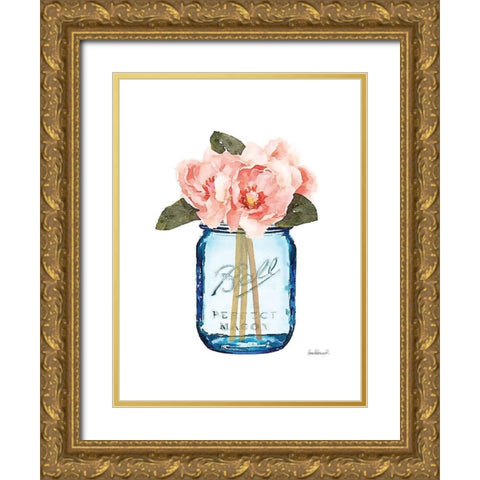 Blue Jar Magnolia Gold Ornate Wood Framed Art Print with Double Matting by Greenwood, Amanda