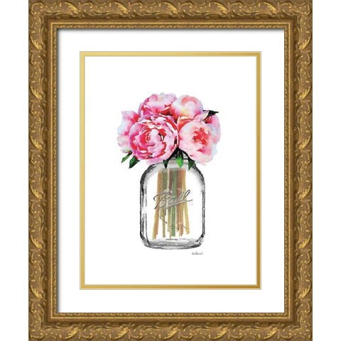 Jar Peony Gold Ornate Wood Framed Art Print with Double Matting by Greenwood, Amanda
