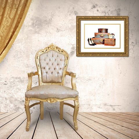 Luggage Collection Gold Ornate Wood Framed Art Print with Double Matting by Greenwood, Amanda