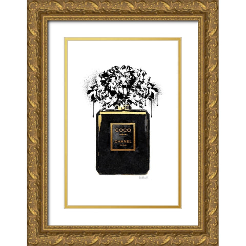 Noir Perfume Peony Gold Ornate Wood Framed Art Print with Double Matting by Greenwood, Amanda
