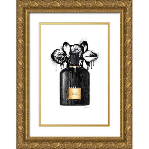 Noir Perfume Orchid Gold Ornate Wood Framed Art Print with Double Matting by Greenwood, Amanda