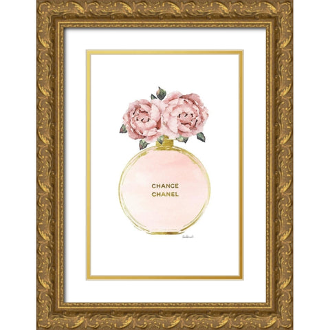 Gold Perfume Peony Gold Ornate Wood Framed Art Print with Double Matting by Greenwood, Amanda