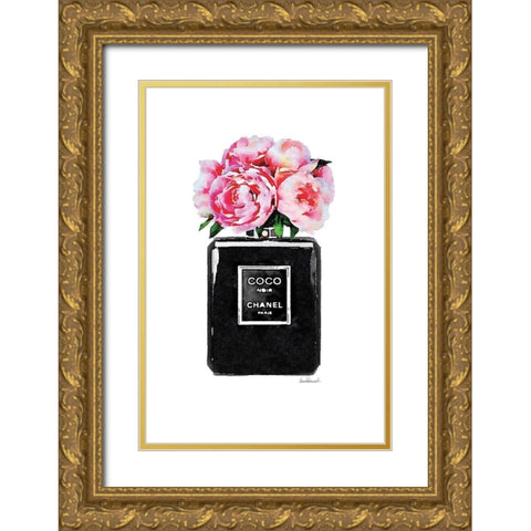 Perfume Noir Peony Gold Ornate Wood Framed Art Print with Double Matting by Greenwood, Amanda