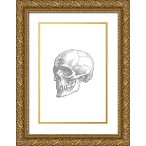 Grey Skull Gold Ornate Wood Framed Art Print with Double Matting by Greenwood, Amanda