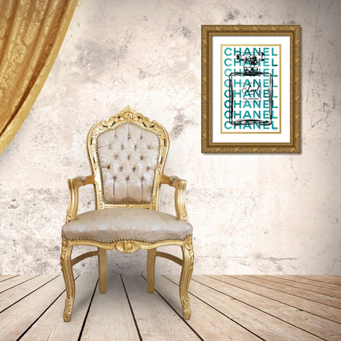 Teal Perfume Gold Ornate Wood Framed Art Print with Double Matting by Greenwood, Amanda