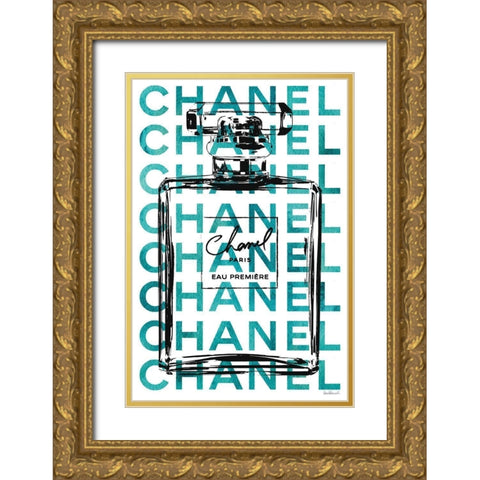 Teal Perfume Gold Ornate Wood Framed Art Print with Double Matting by Greenwood, Amanda