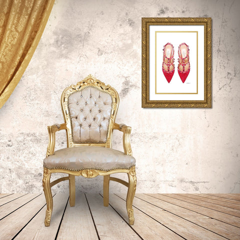 Red Stud Shoes Gold Ornate Wood Framed Art Print with Double Matting by Greenwood, Amanda