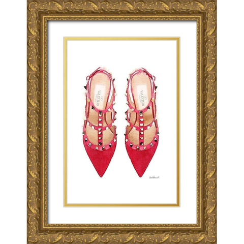 Red Stud Shoes Gold Ornate Wood Framed Art Print with Double Matting by Greenwood, Amanda