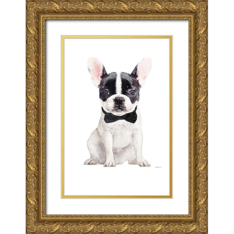 Frenchie V Gold Ornate Wood Framed Art Print with Double Matting by Greenwood, Amanda