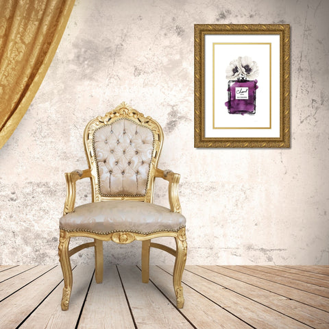 Black Bottle Purple  Gold Ornate Wood Framed Art Print with Double Matting by Greenwood, Amanda