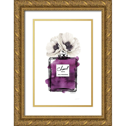 Black Bottle Purple  Gold Ornate Wood Framed Art Print with Double Matting by Greenwood, Amanda
