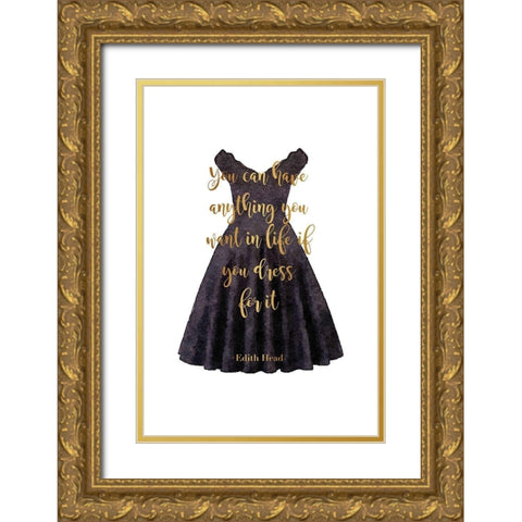 Anything Black Dress Gold Ornate Wood Framed Art Print with Double Matting by Greenwood, Amanda