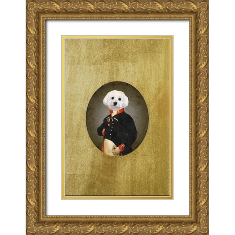 All Dressed up Bichon Frison  Gold Ornate Wood Framed Art Print with Double Matting by Amanda Greenwood