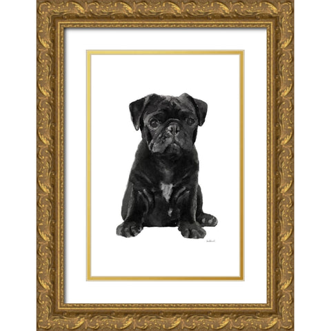 Pug II Gold Ornate Wood Framed Art Print with Double Matting by Amanda Greenwood