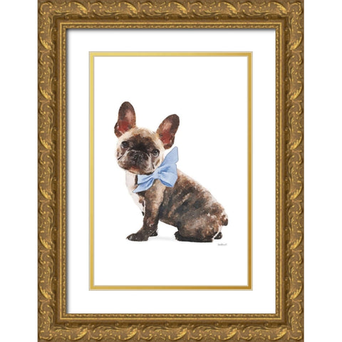 Frenchie VII Gold Ornate Wood Framed Art Print with Double Matting by Amanda Greenwood